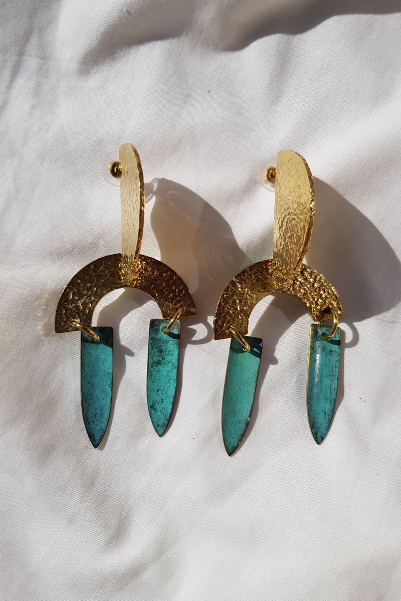 Textured Brass Earrings by Ami Doshi Shah for Ichyulu