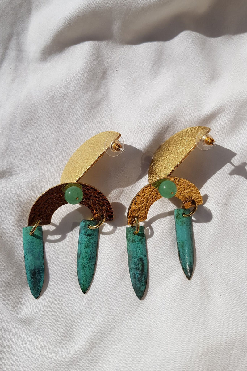 Textured Brass Earrings by Ami Doshi Shah for Ichyulu