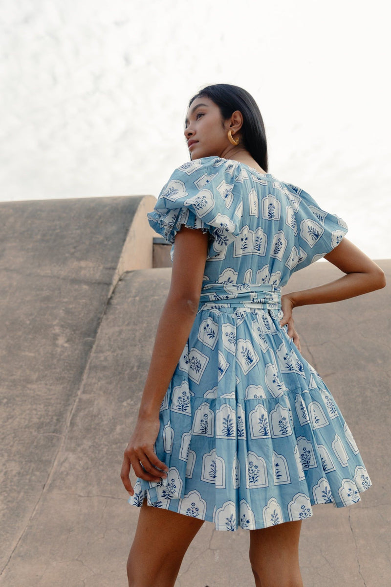 Maisha Concept Blue Block printed smock dress