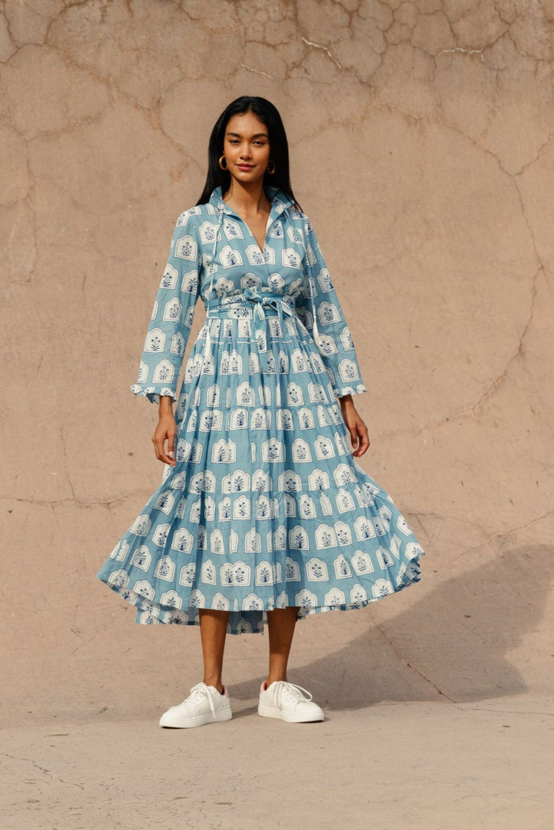 Maisha Concept Powder Blue Maxi Tiered Dress