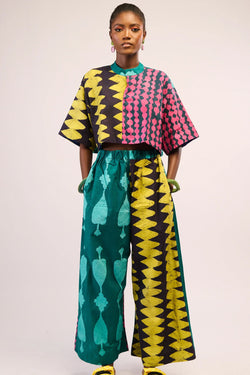 Dye Lab Dark Multi Colour Adire Culottes for Ichyulu