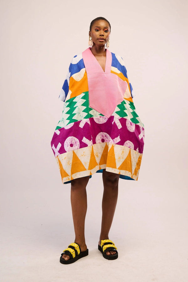 Dye Lab Blue and Green Multi Colour Mini Agbada for Ichyulu