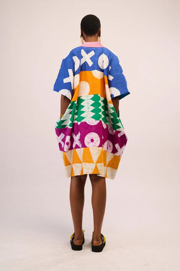 Dye Lab Blue and Green Multi Colour Mini Agbada for Ichyulu