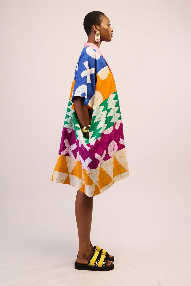 Dye Lab Blue and Green Multi Colour Mini Agbada for Ichyulu