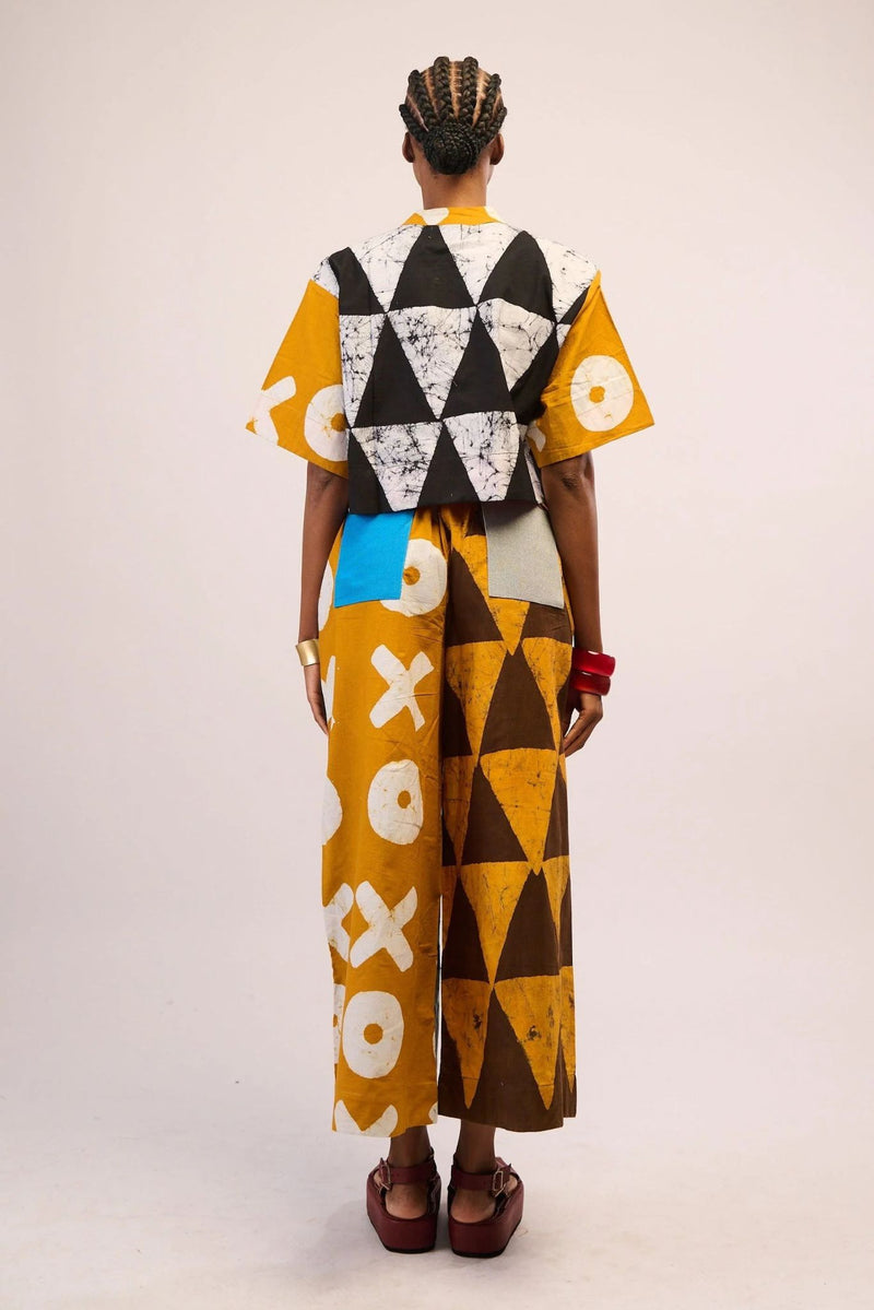 Brown and Yellow Crop Shirt