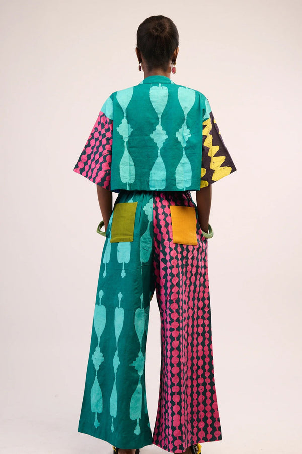 Dye Lab Dark Multi Colour Adire Culottes for Ichyulu