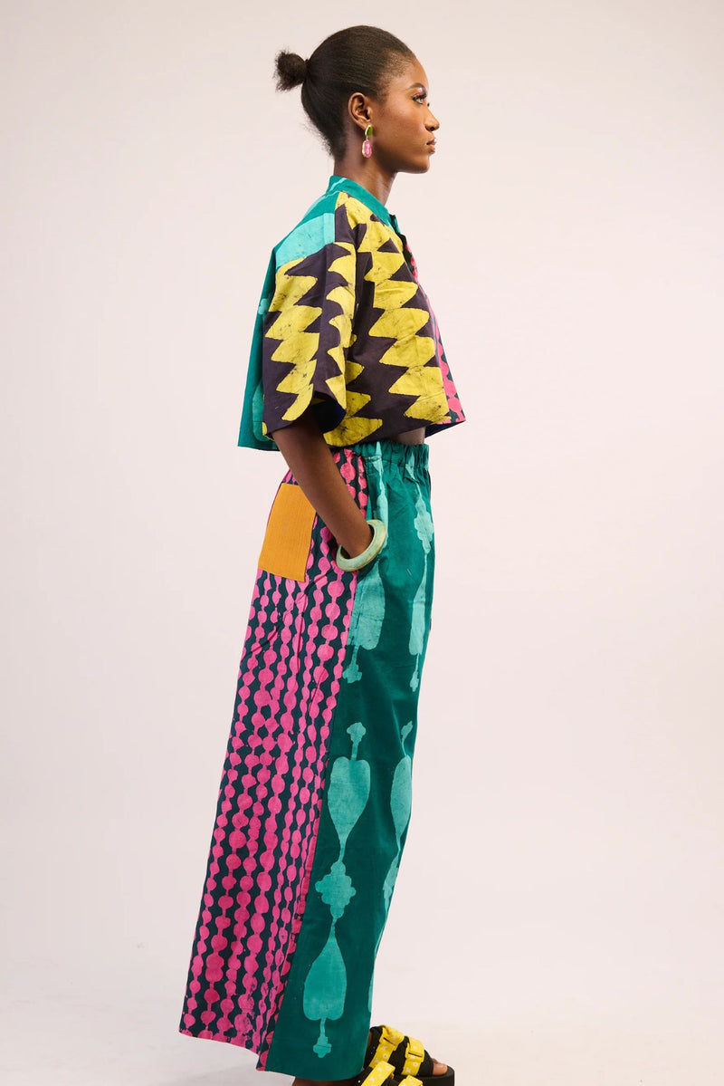 Dye Lab Multicolour adire crop top and culottes for Ichyulu