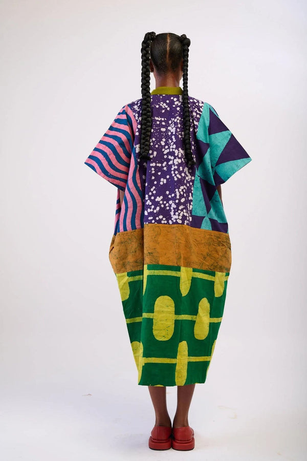 Dye Lab Multi Colour with green bottom  Midi Agbada for Ichyulu