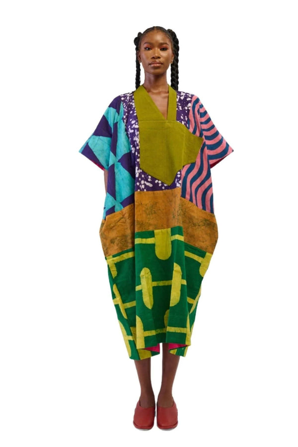 Dye Lab Multi Colour with green bottom  Midi Agbada for Ichyulu