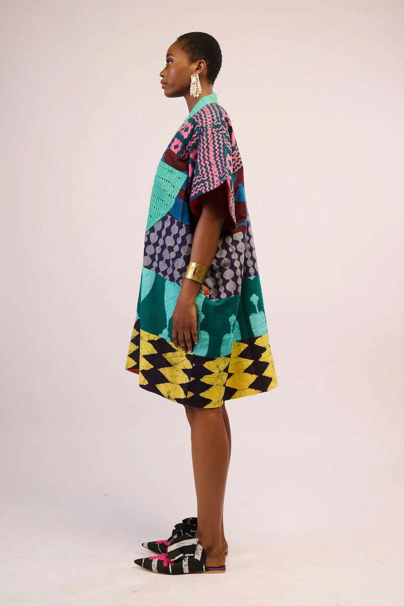 Dye Lab Pink and Green Multi Colour Mini Agbada for Ichyulu
