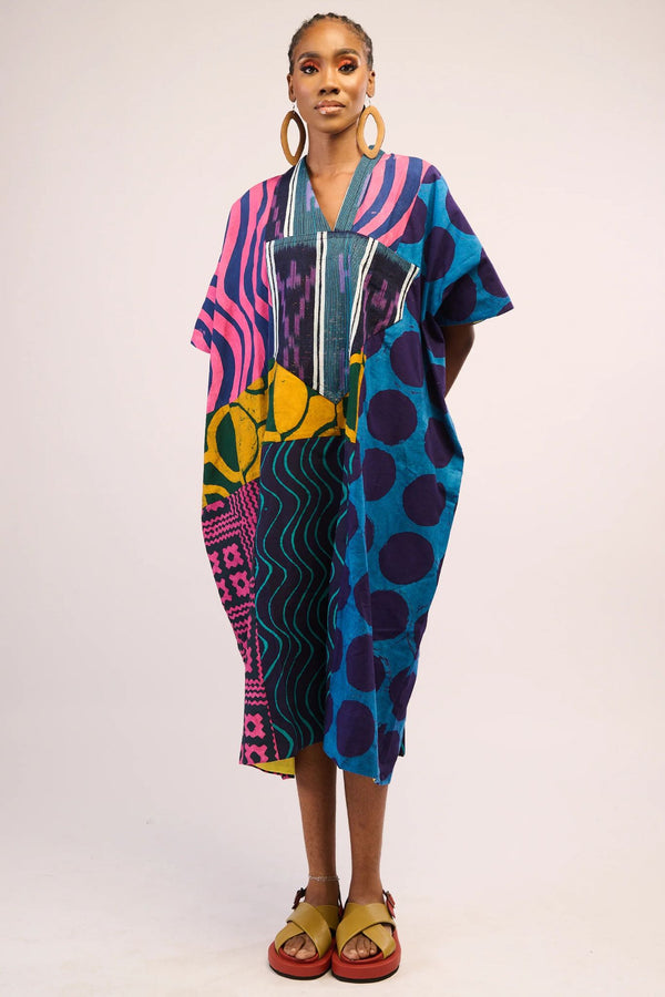 Pink and Purple Multi Colour Midi Agbada