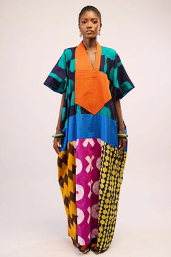 Dye Lab Seagreen and Purple Multi Colour Agbada for Ichyulu