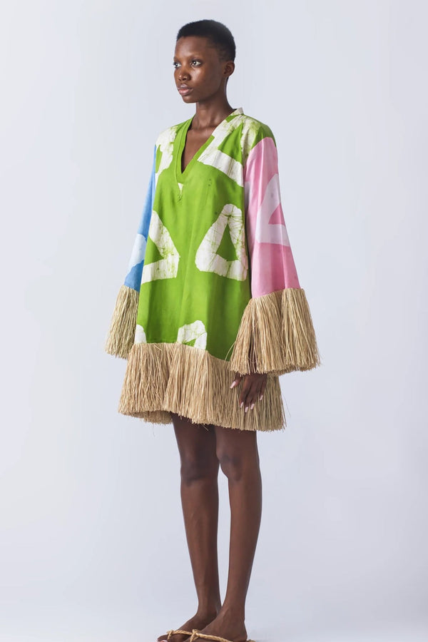 Eki Kere Multi Colour Mini Raffia Dress for Ichyulu