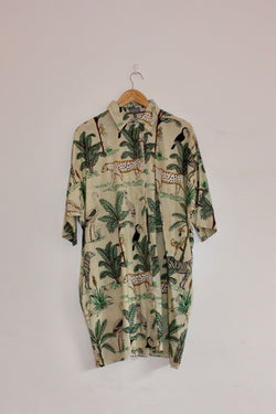 Cocoon Shirt Dress (Beige Jungle)