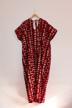 Lokol Kaftan Dress Red Mudeye Batik for Ichyulu