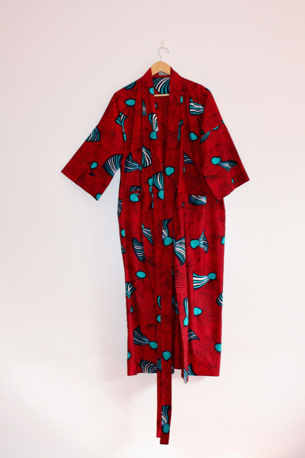 Lokol Maxi Wrap Coat in Red Tails