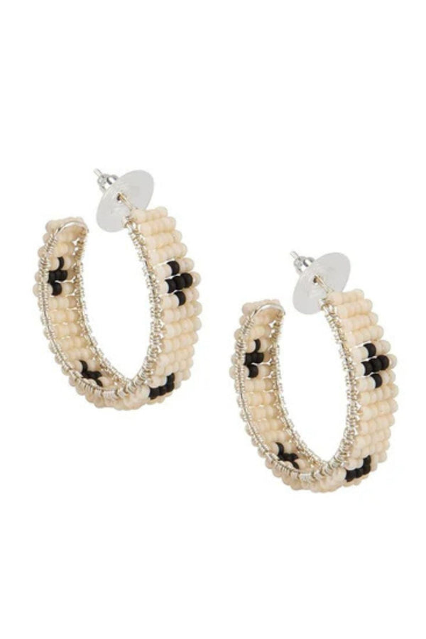 Sidai Silver Medium Beaded Hoops for Ichyulu