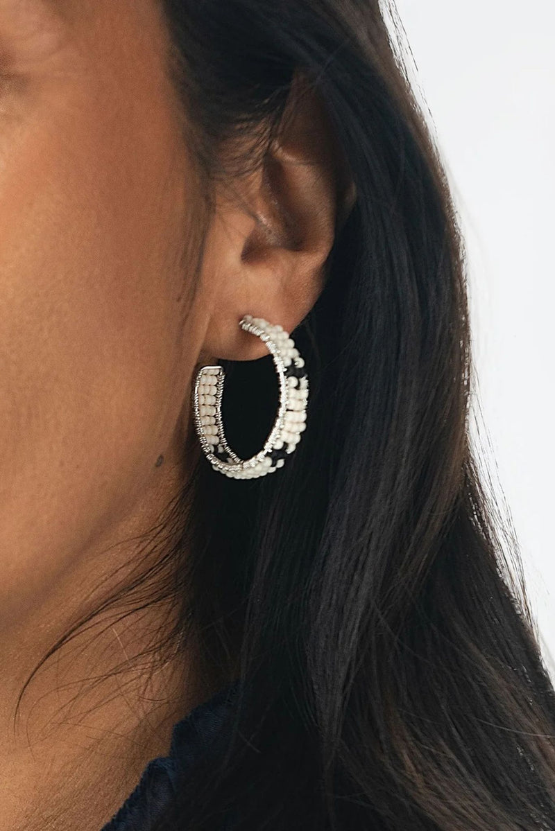 Sidai Silver Medium Beaded Hoops for Ichyulu