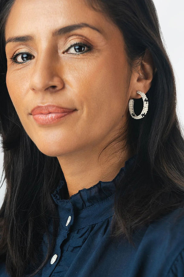 Sidai Silver Medium Beaded Hoops for Ichyulu