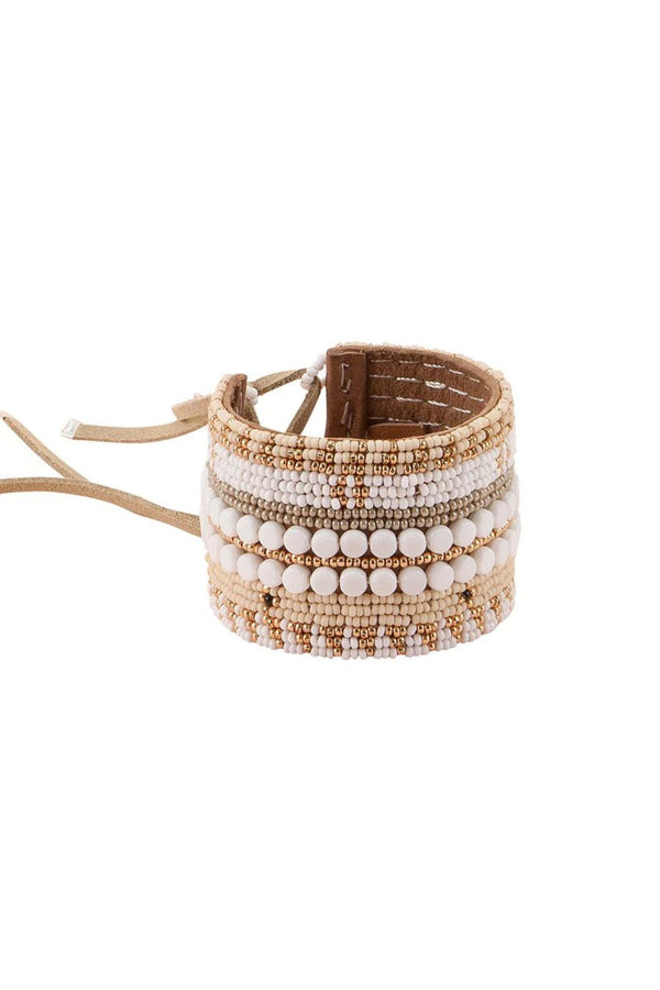 Sidai Designs Taupe Eclectic Beaded Cuff
