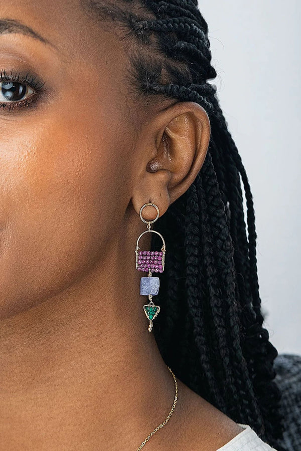 Sidai Designs Tiered Arch Tanzanite Pendant Earrings for Ichyulu