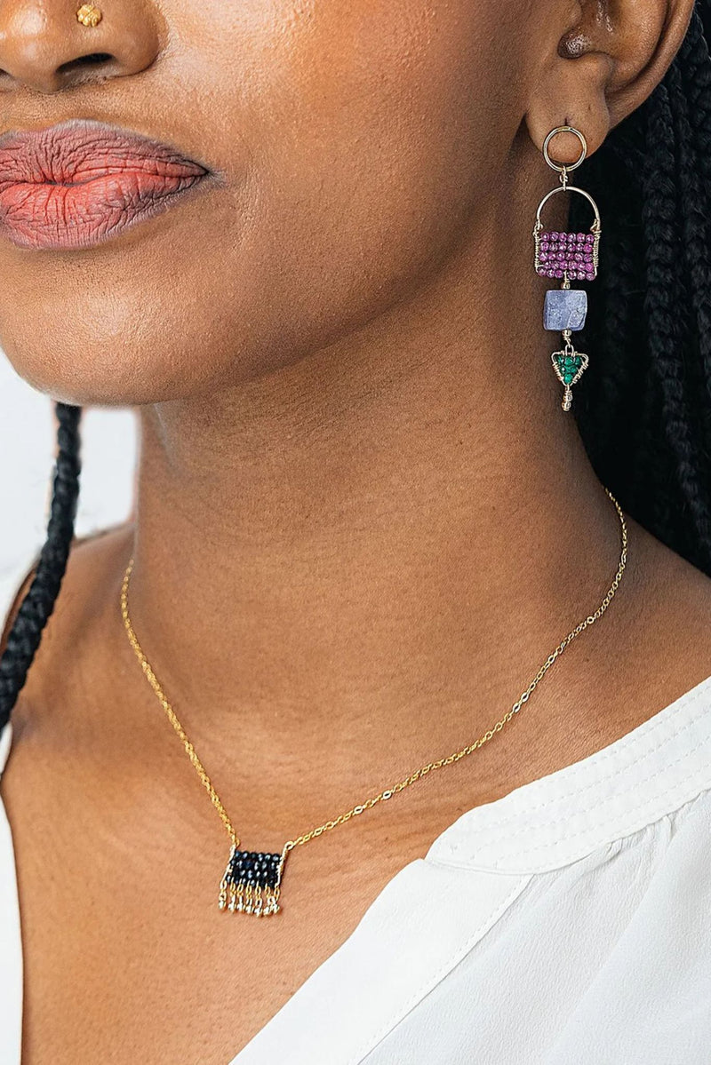 Sidai Designs Tiered Arch Tanzanite Pendant Earrings for Ichyulu