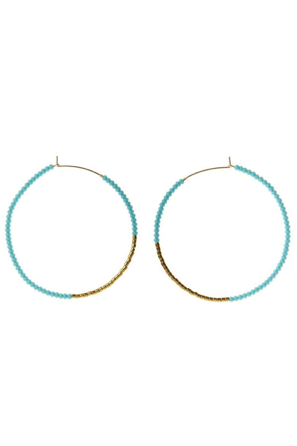 Pair of hoop earrings with turquoise beads for ichyulu