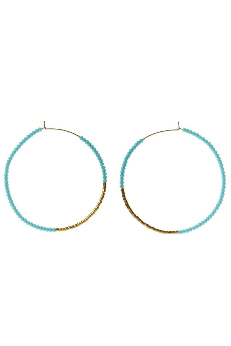 Pair of hoop earrings with turquoise beads for ichyulu