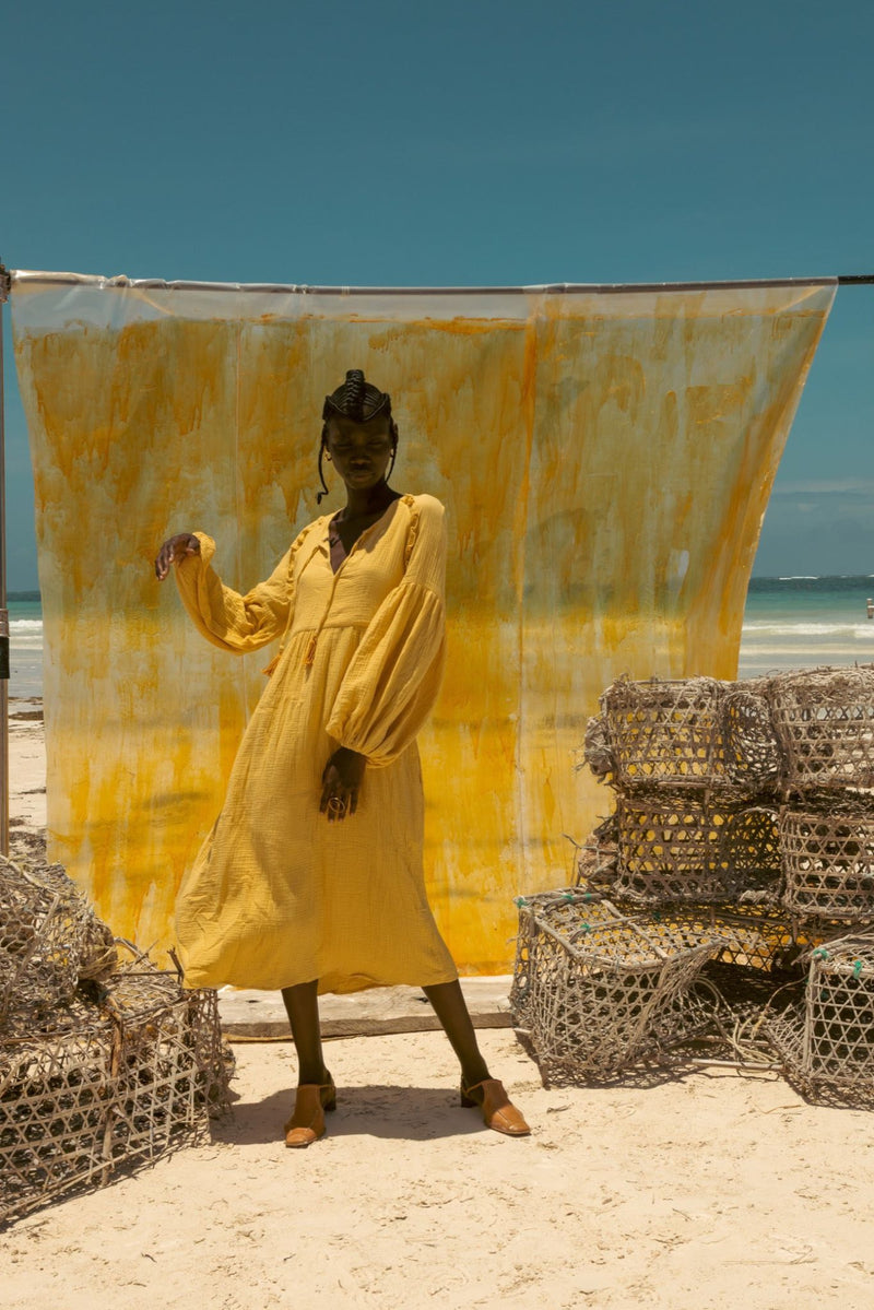 Asha Eleven Funzi Yellow Cotton Dress