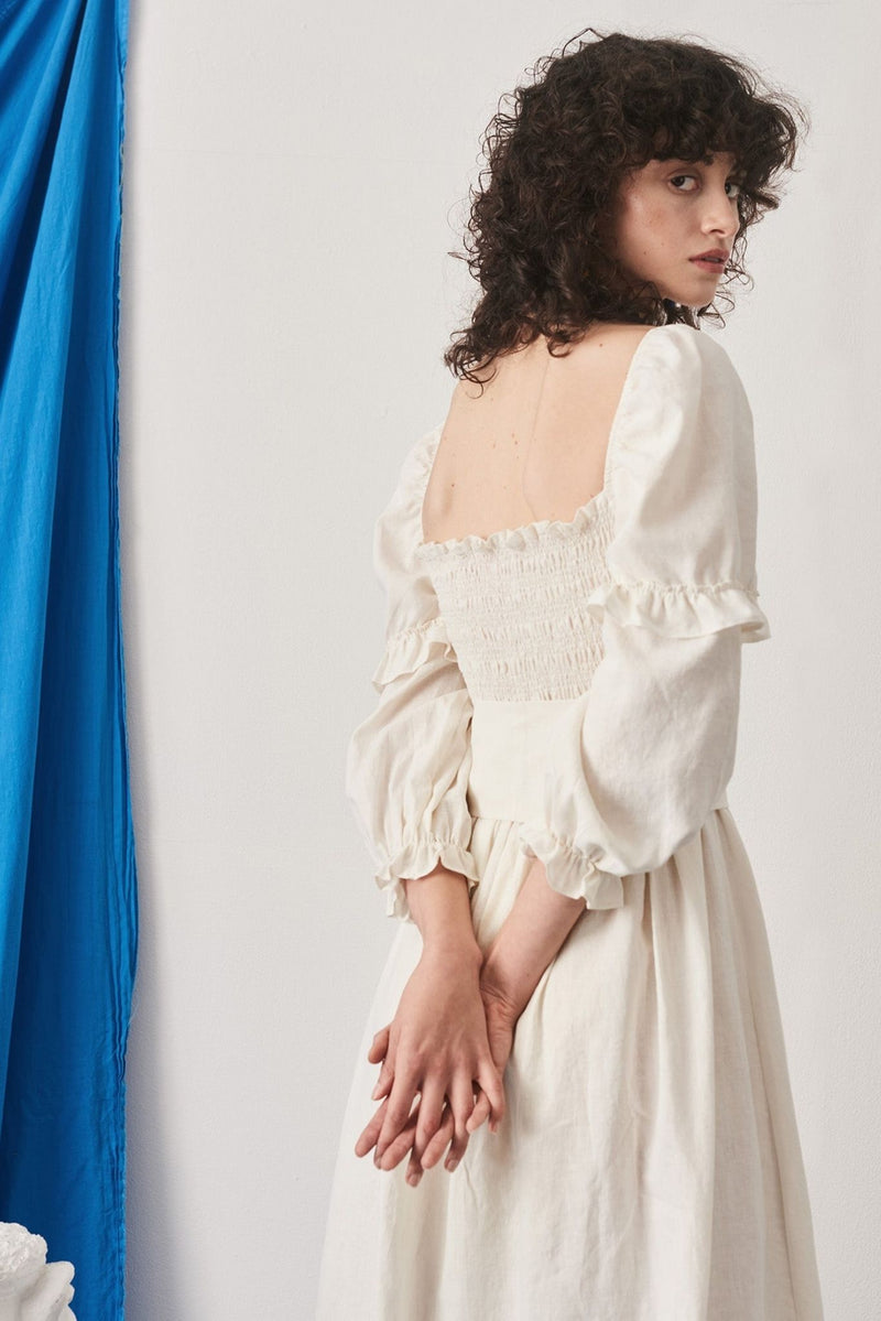 Asha Eleven Natural Hemp Cotton Midi Length Dress
