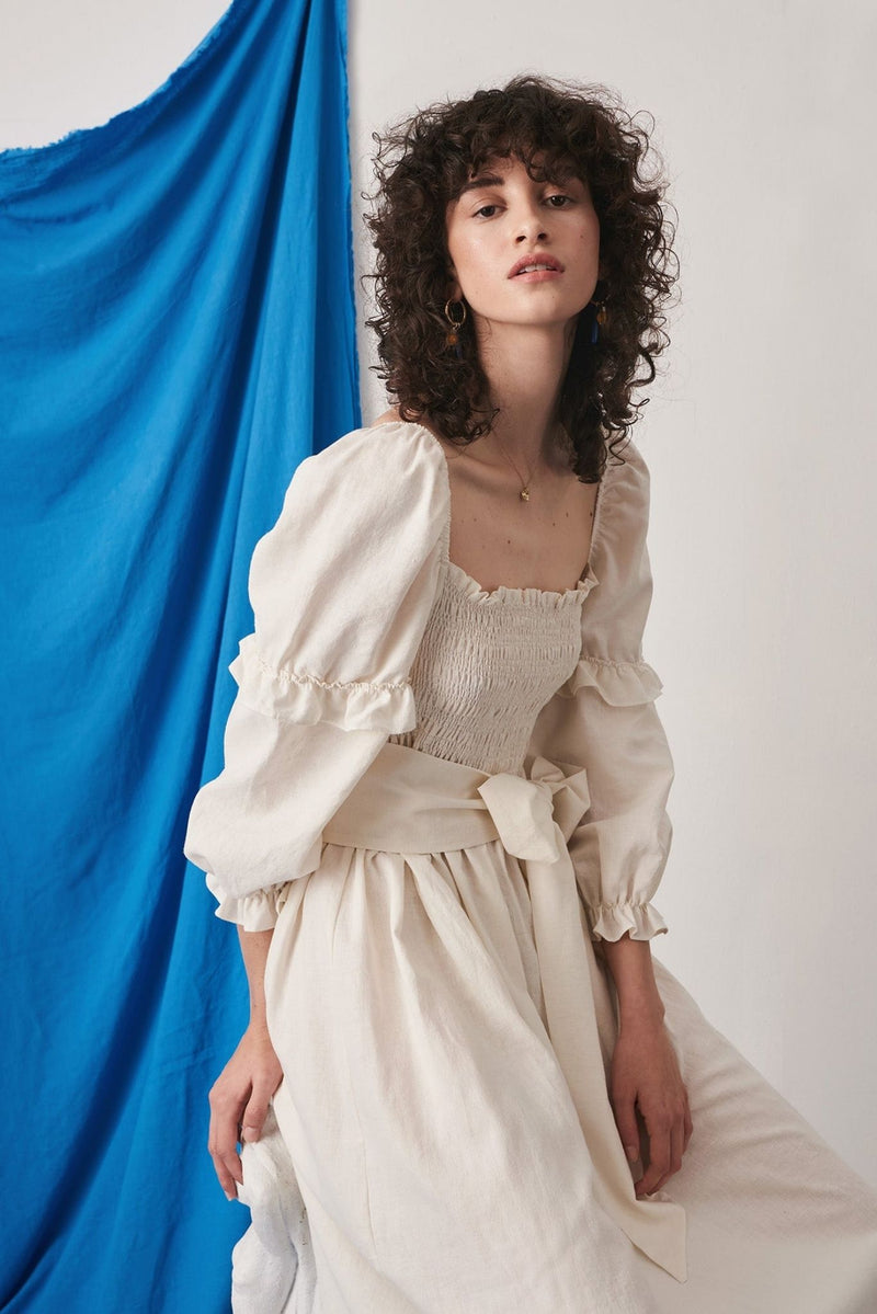 Asha Eleven Natural Hemp Cotton Midi Length Dress