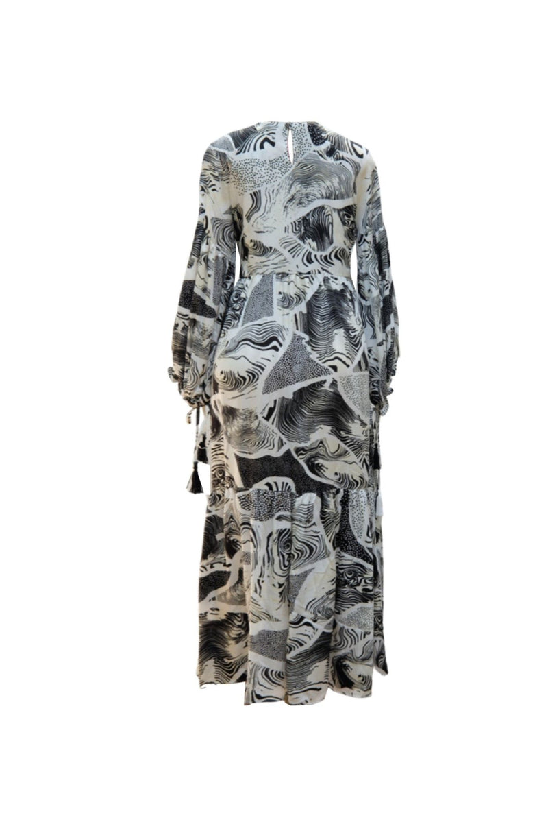 Asha Eleven Kilifi Maxi Black and White Print Dress