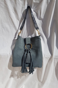 Bush Princess Steel Grey  Suede Leather Tassel Bag