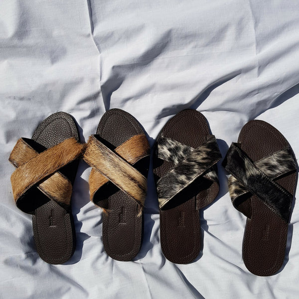 Hair On Cross Sandals