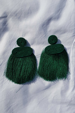 Green Kobwa Tassel Earrings