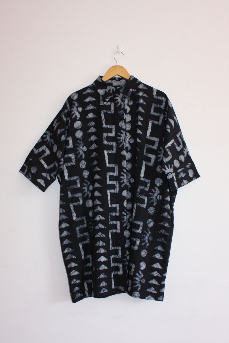 Lokol Mudcloth inspired batik print shirt dress