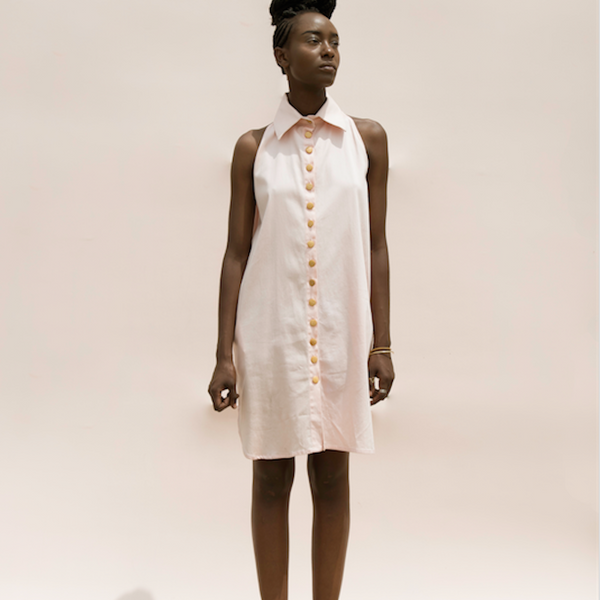 Halter button cheap down dress