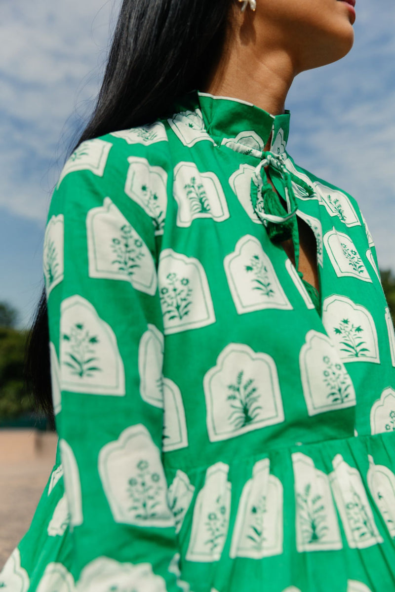 Maisha Concept Forest Green Maxi Tiered Dress 