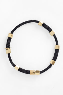 Black Rope Choker with Brass Caps