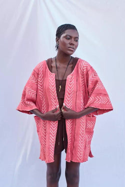 Threaded Tribes Pink Mudcloth Cloak for Ichyulu