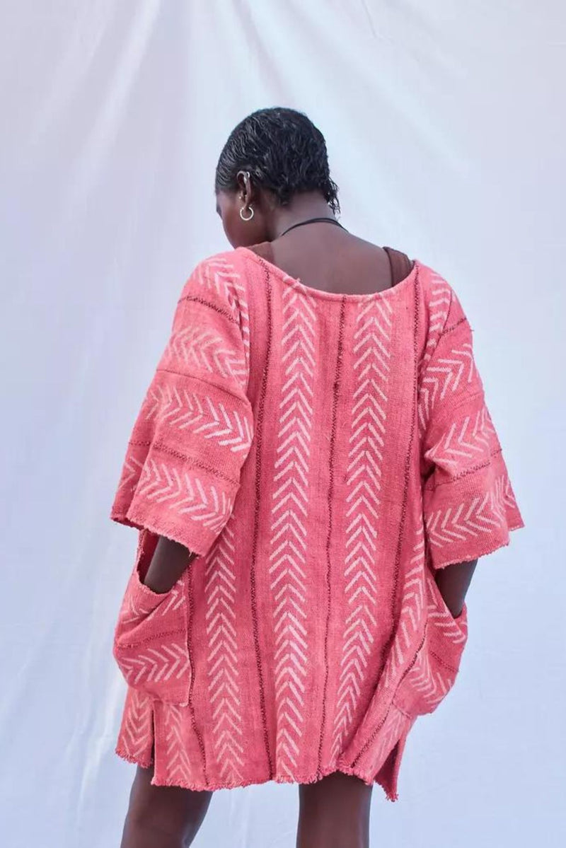 Threaded Tribes Pink Mudcloth Cloak for Ichyulu